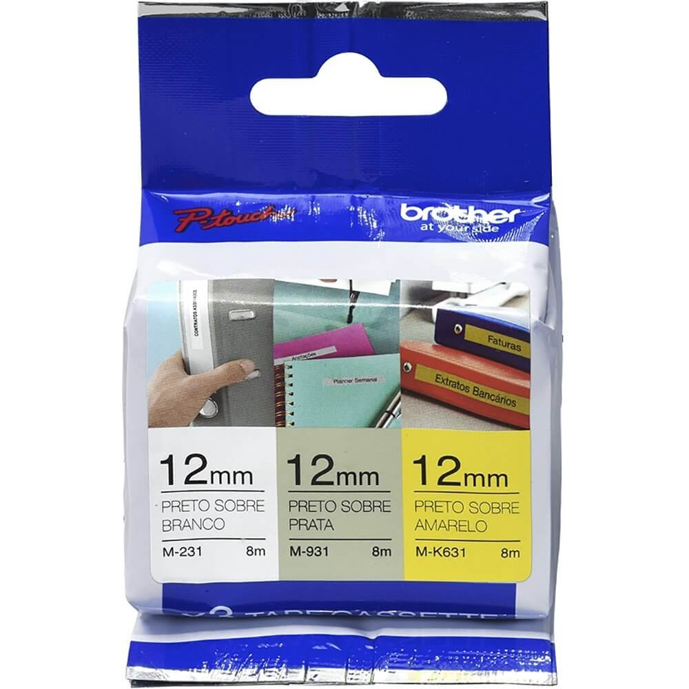 Fita p/rotulador Brother com 3 fitas M231/MK631/M931 MV3B - Impressorajato