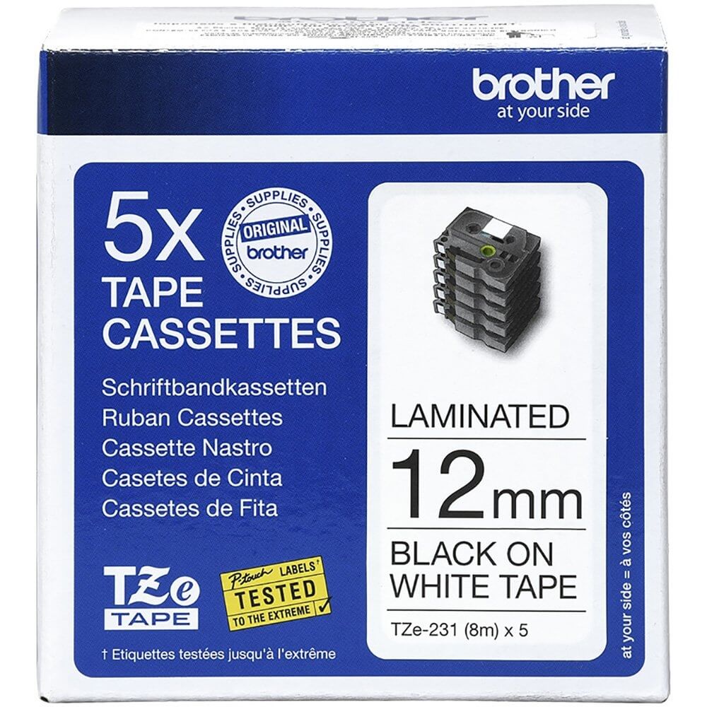 Fita para rotulador Brother TZe-231M5 - Pack com 5 unidades. - Impressorajato