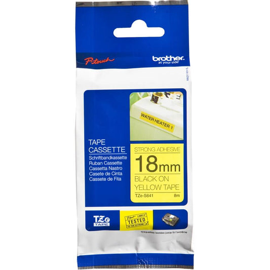 Fita Industrial Brother TZE-S641 18mm Preto/Amarelo - Impressorajato