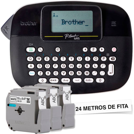 Kit Rotulador Brother PT-M95BKBP + 3 Fitas originais M231 - Impressorajato