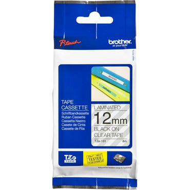 Fita Brother TZE-131 12mm Preto/Transparente - Impressorajato