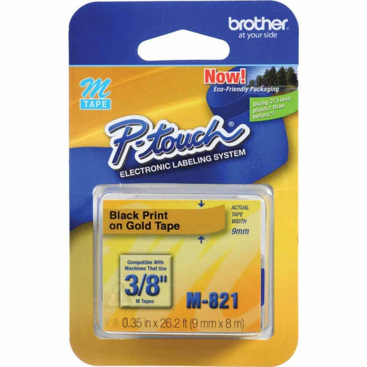 Fita Brother M-821 9mm Preto/Dourado - Impressorajato