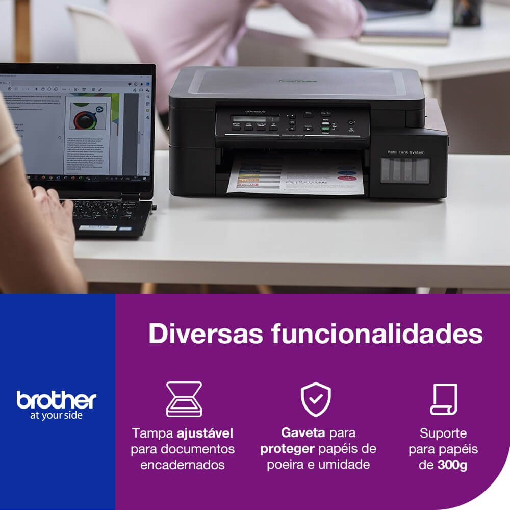 Impressora Multifuncional Brother DCP-T520W Tanque de Tinta 110v - Impressorajato