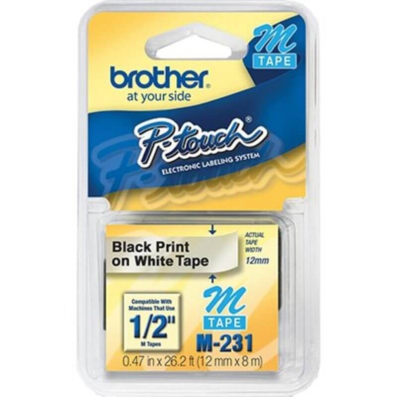 Fita para Rotulador Brother M-231 12mm Preto/Branco Original - Impressorajato