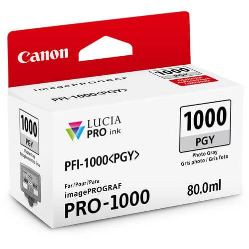 Cartucho de Tinta Canon PFI 1000 PGY Photo Cinza 80ml - Impressorajato