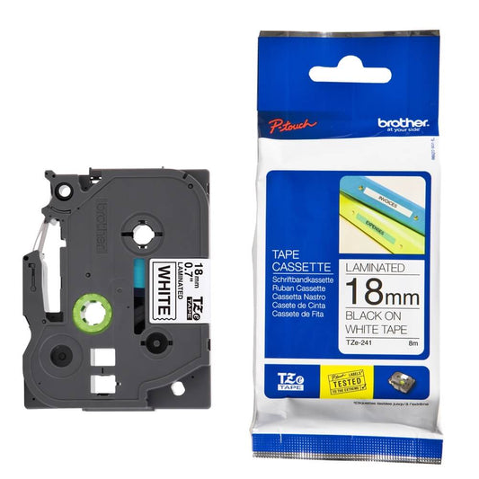 Fita Brother TZE-241 18mm Preto/Branco - Impressorajato
