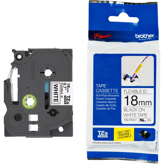 Fita Brother TZE-FX241 (TZ-FX241) 18mm Preto/Branco - Impressorajato