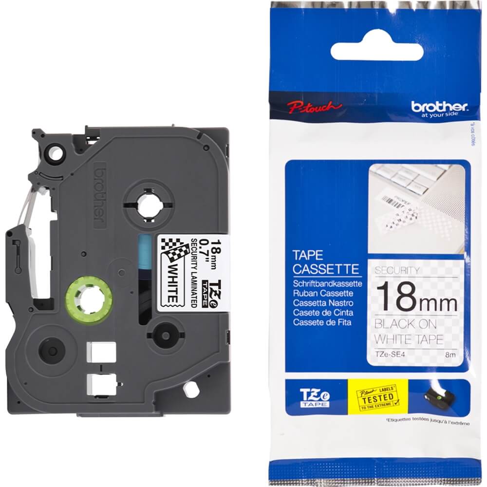 Fita Brother TZ-SE4 (TZe-SE4) 18mm Preto/Branco - Impressorajato