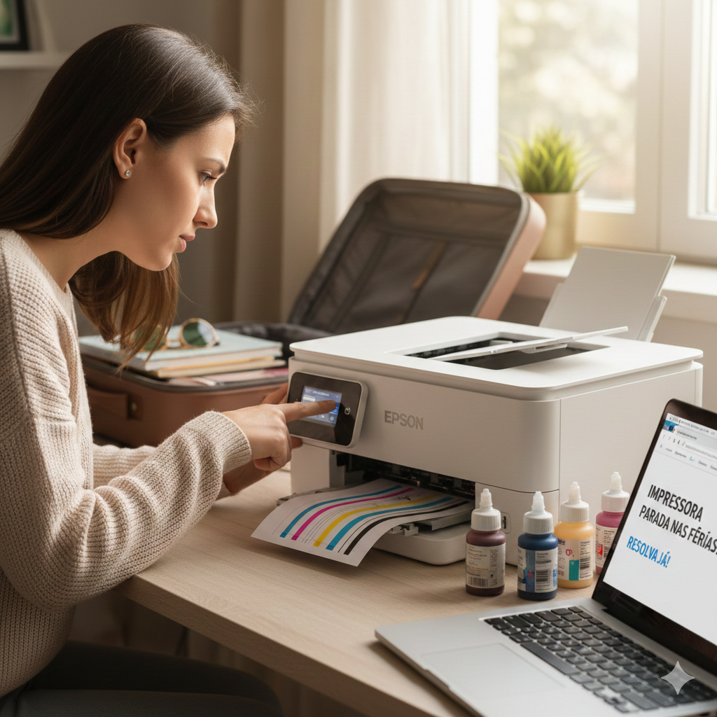 Minha impressora ficou parada nas férias: O que fazer para a tinta não secar?