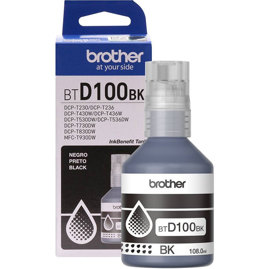 Garrafa de Tinta Brother Original BTD100BK Preto