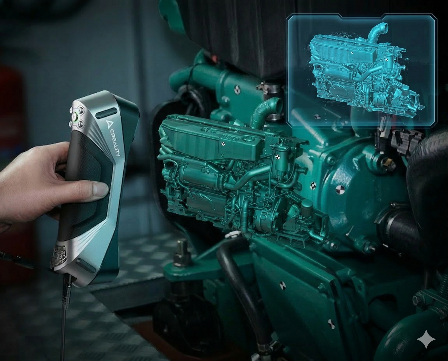 Scanner 3D Creality CR-Scan Raptor - Laser Azul Metrológico e Luz NIR Full Color