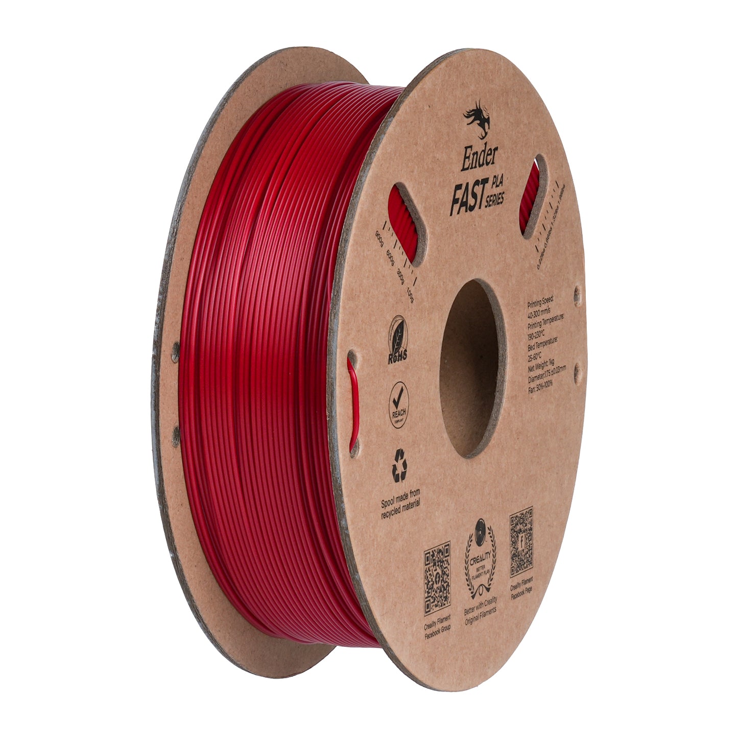 Filamento 3D Creality Ender Fast PLA 1,75mm 1Kg Vermelho Fogo