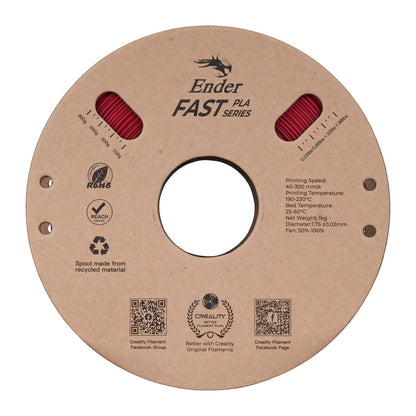 Filamento 3D Creality Ender Fast PLA 1,75mm 1Kg Vermelho Fogo