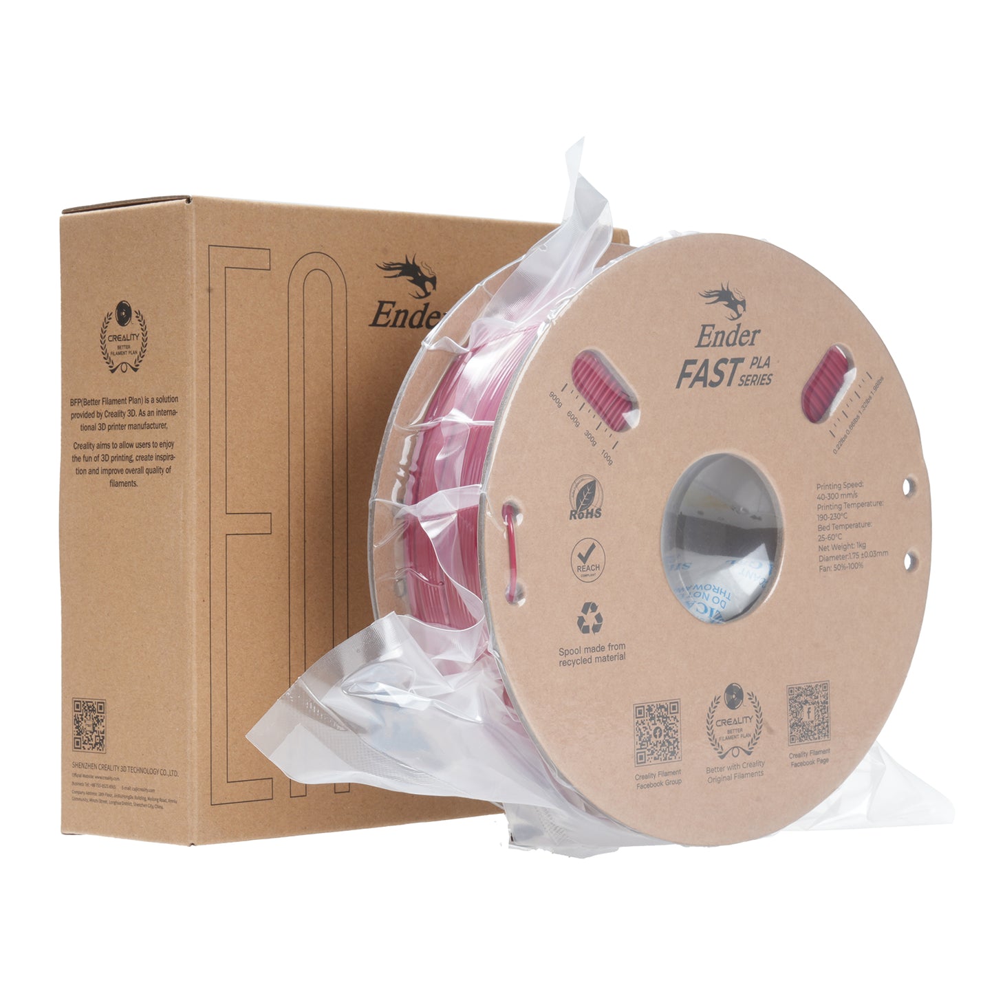Filamento 3D Creality Ender Fast PLA 1,75mm 1Kg Vermelho Fogo
