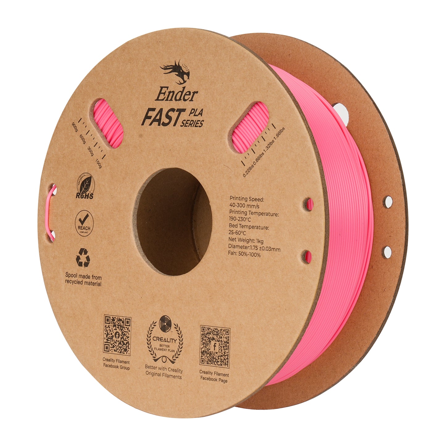 Filamento 3D Creality Ender Fast PLA 1,75mm 1Kg Rosa