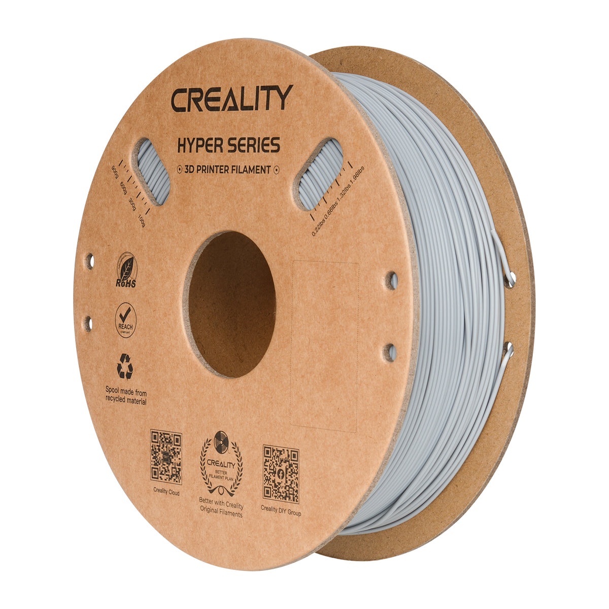 Filamento 3D Creality Hyper PLA 1,75mm 1Kg Cinza