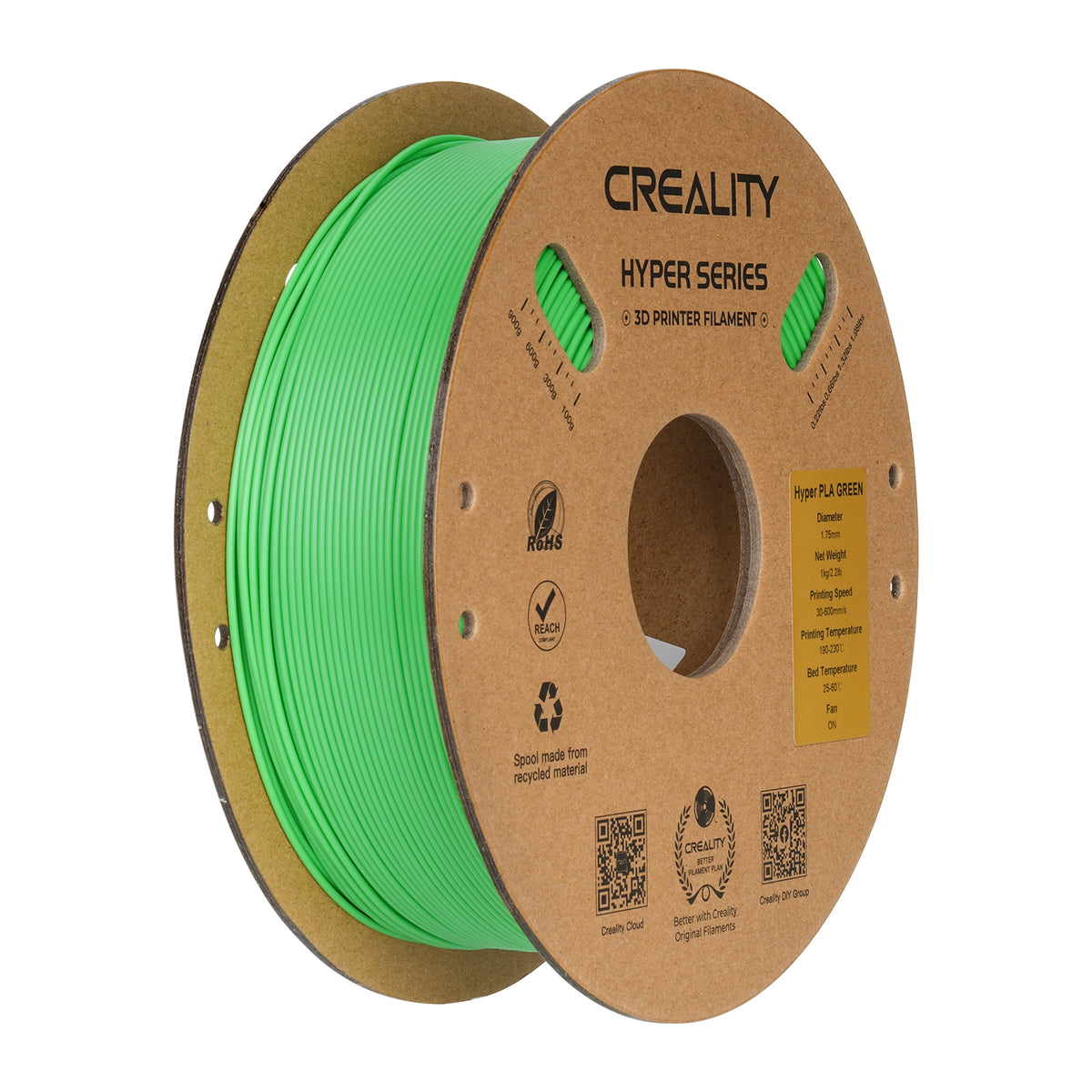 Filamento 3D Creality Hyper PLA 1,75mm 1Kg Verde