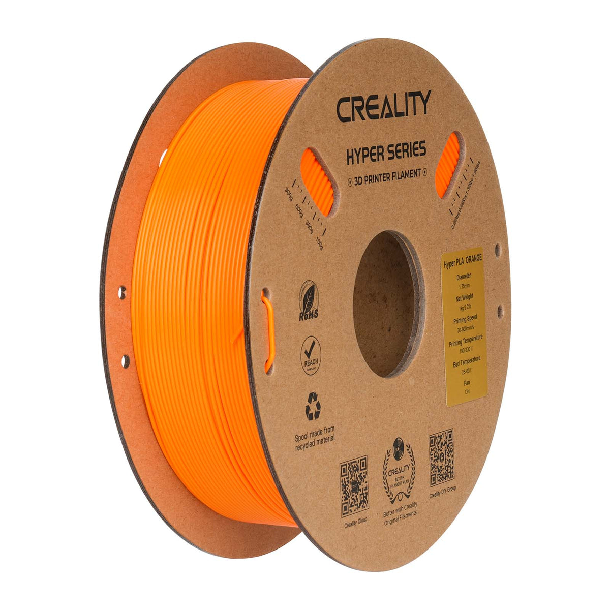 Filamento 3D Creality Hyper PLA 1,75mm 1Kg Laranja