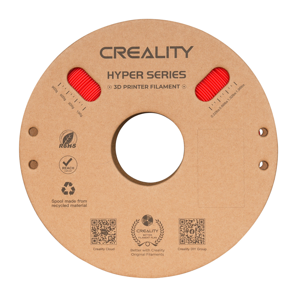 Filamento 3D Creality Hyper PLA 1,75mm 1Kg Vermelho
