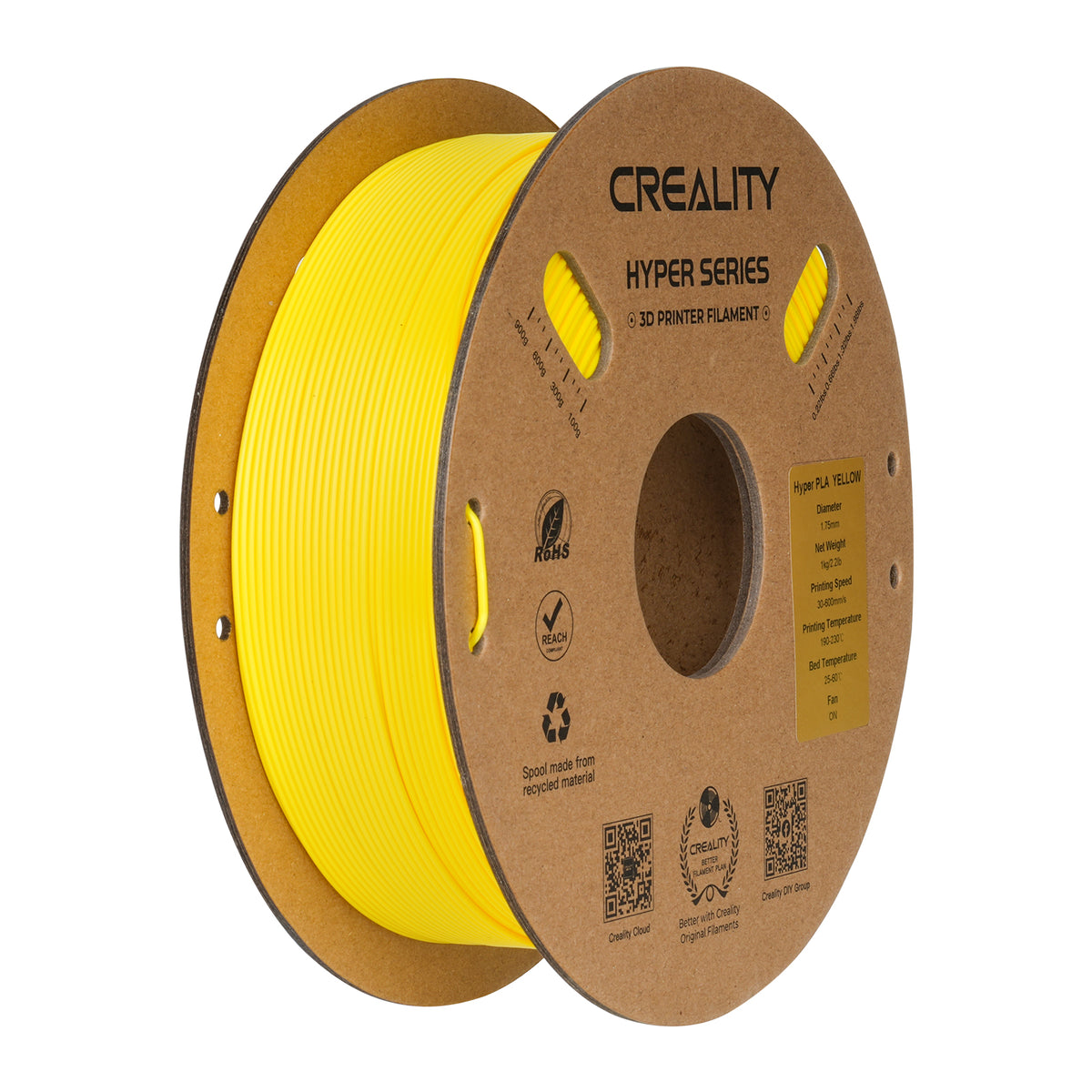Filamento 3D Creality Hyper PLA 1,75mm 1Kg Amarelo