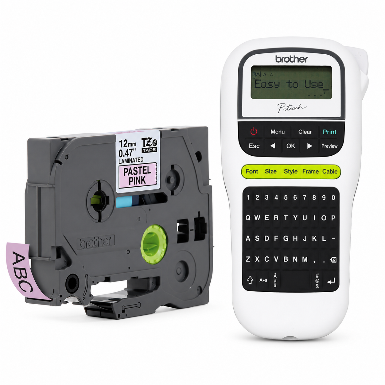 Kit Rotulador Portátil Brother PT H110 Com Fita TZEMQE31