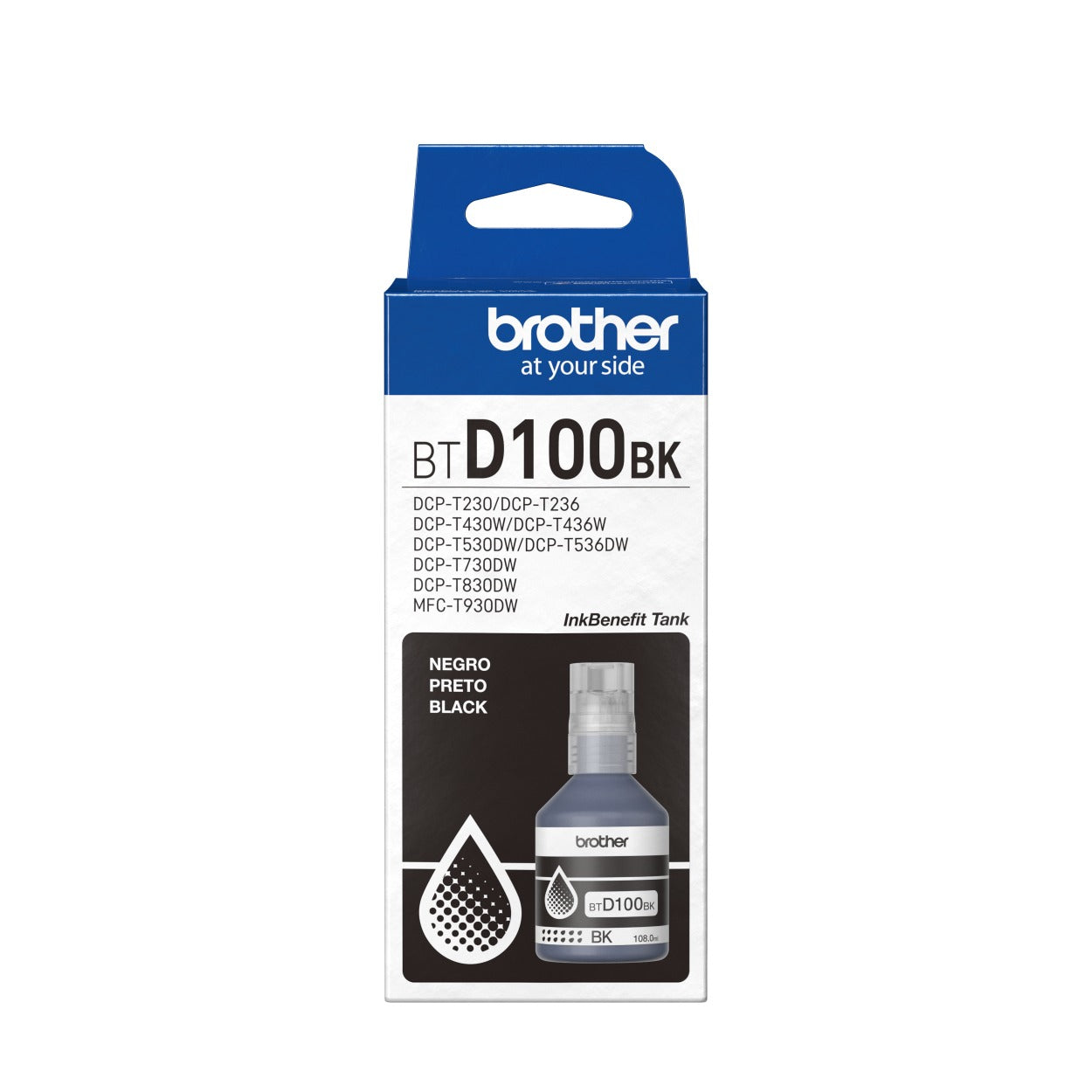 Garrafa de Tinta Brother Original BTD100BK Preto - Impressorajato