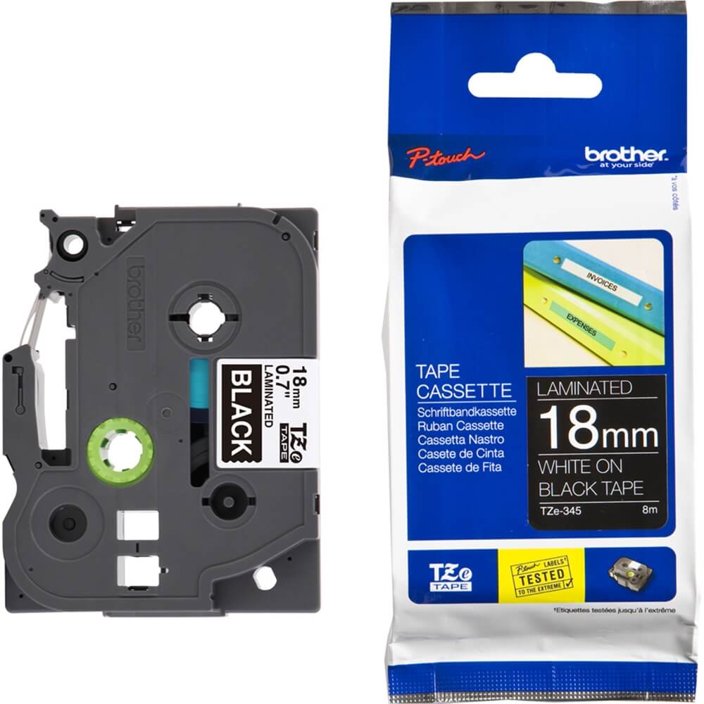 Fita Brother TZ-345 18mm Branco/Preto